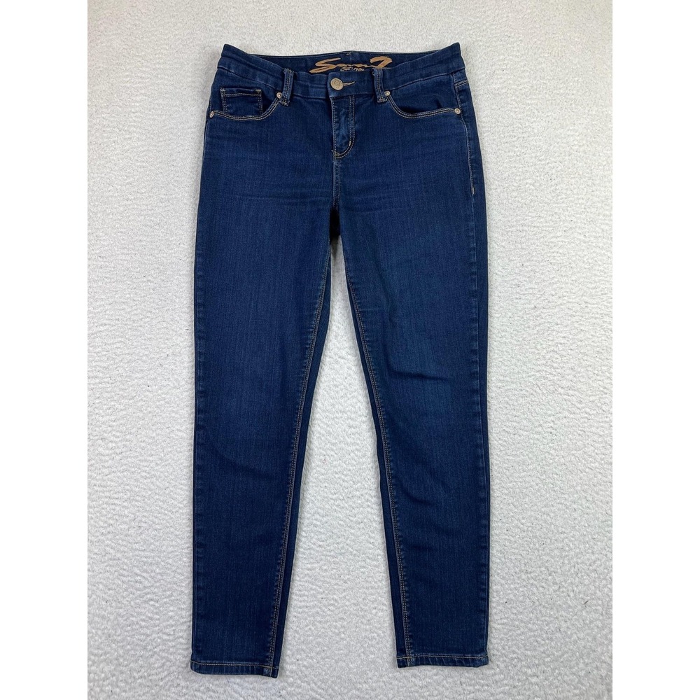 Seven7 Jeans Womens 28 Blue Ankle Skinny Stretch Dark Wash Mid Rise Denim Pants